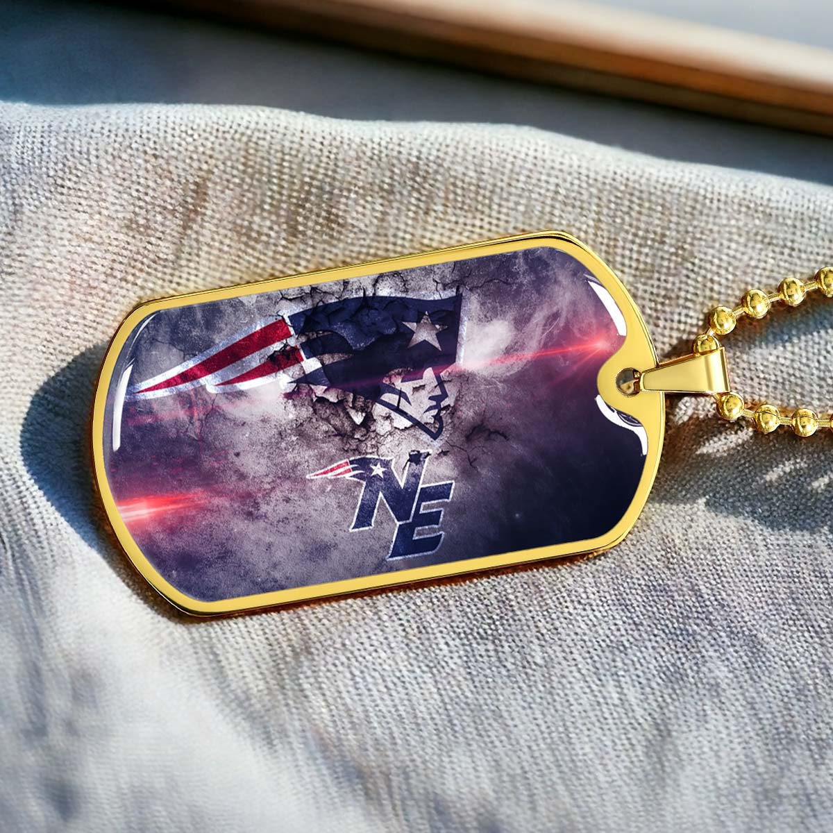 American Football - AFD070 - New England Patriots - NFL Football Team - American Football Dog Tag - Military Ball Chain - Luxury Dog Tag