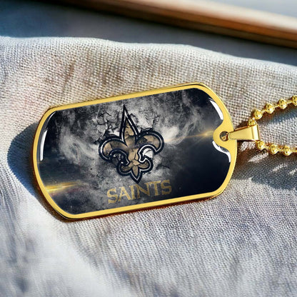 American Football - AFD071 - New Orleans Saints - NFL Football Team - American Football Dog Tag - Military Ball Chain - Luxury Dog Tag