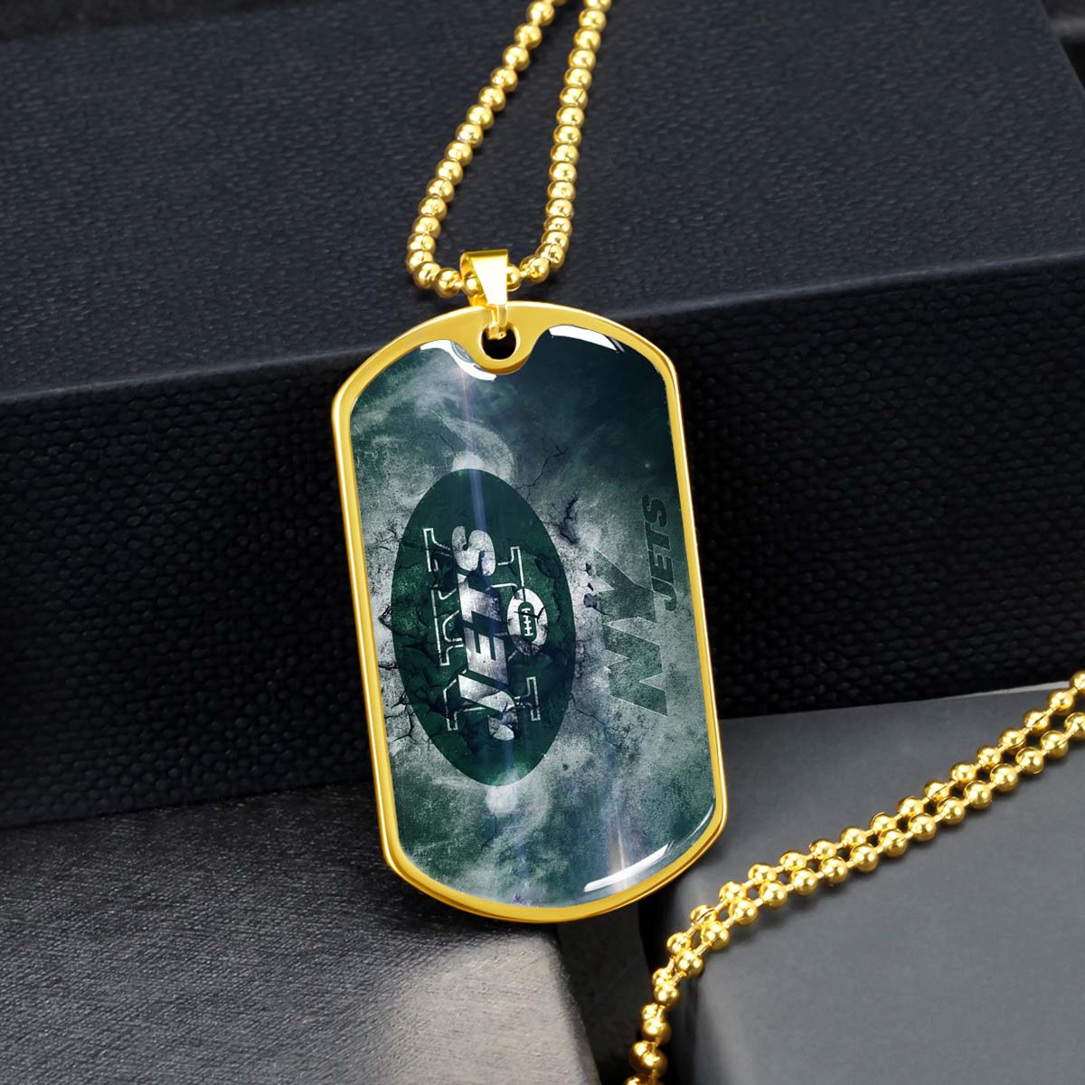 American Football - AFD073 - New York Jets - NFL Football Team - American Football Dog Tag - Military Ball Chain - Luxury Dog Tag