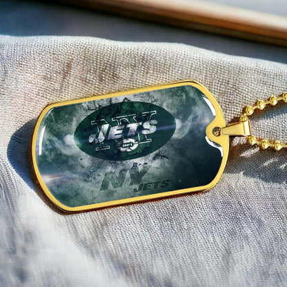 American Football - AFD073 - New York Jets - NFL Football Team - American Football Dog Tag - Military Ball Chain - Luxury Dog Tag