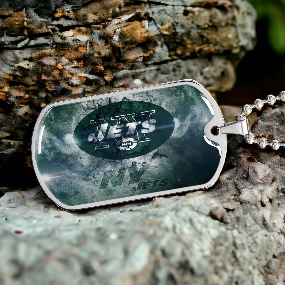 American Football - AFD073 - New York Jets - NFL Football Team - American Football Dog Tag - Military Ball Chain - Luxury Dog Tag