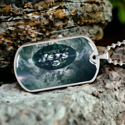 American Football - AFD073 - New York Jets - NFL Football Team - American Football Dog Tag - Military Ball Chain - Luxury Dog Tag