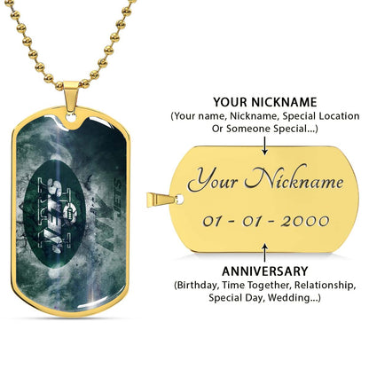 American Football - AFD073 - New York Jets - NFL Football Team - American Football Dog Tag - Military Ball Chain - Luxury Dog Tag