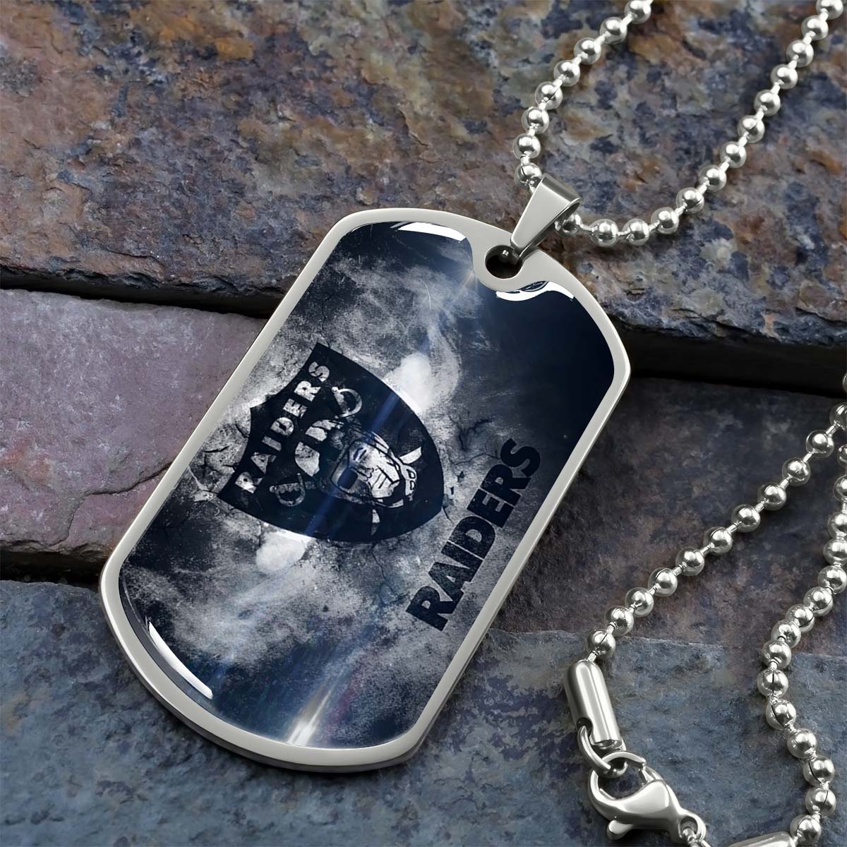 American Football - AFD074 - Oakland Raiders - NFL Football Team - American Football Dog Tag - Military Ball Chain - Luxury Dog Tag