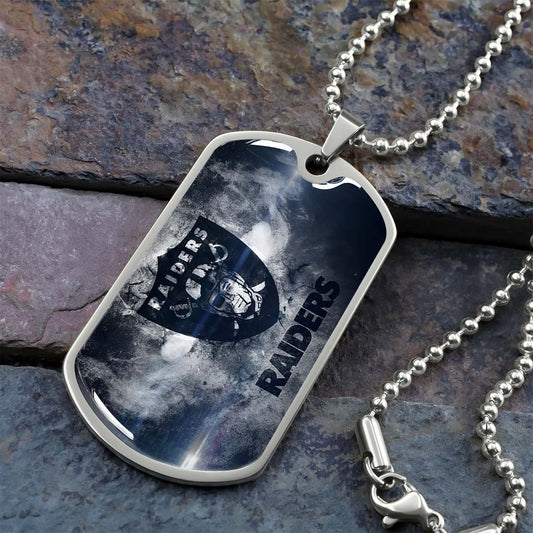 American Football - AFD074 - Oakland Raiders - NFL Football Team - American Football Dog Tag - Military Ball Chain - Luxury Dog Tag
