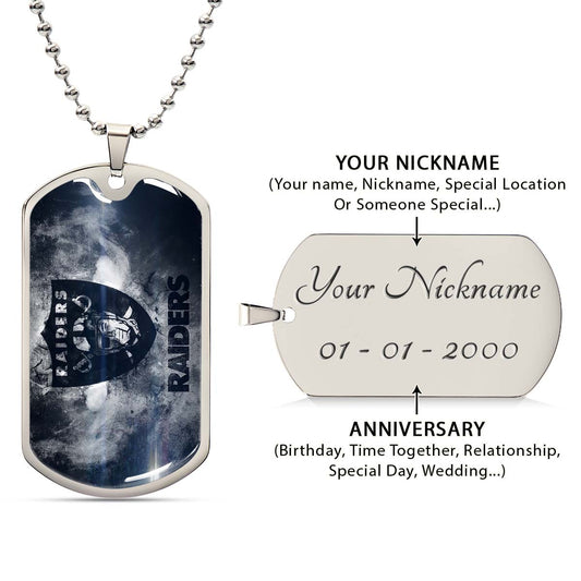 American Football - AFD074 - Oakland Raiders - NFL Football Team - American Football Dog Tag - Military Ball Chain - Luxury Dog Tag