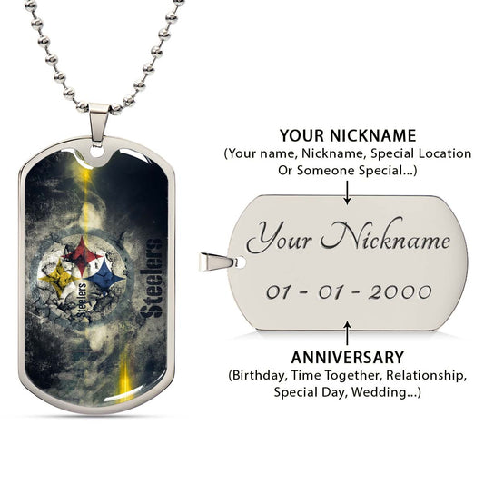 American Football - AFD076 - Pittsburgh Steelers - NFL Football Team - American Football Dog Tag - Military Ball Chain - Luxury Dog Tag