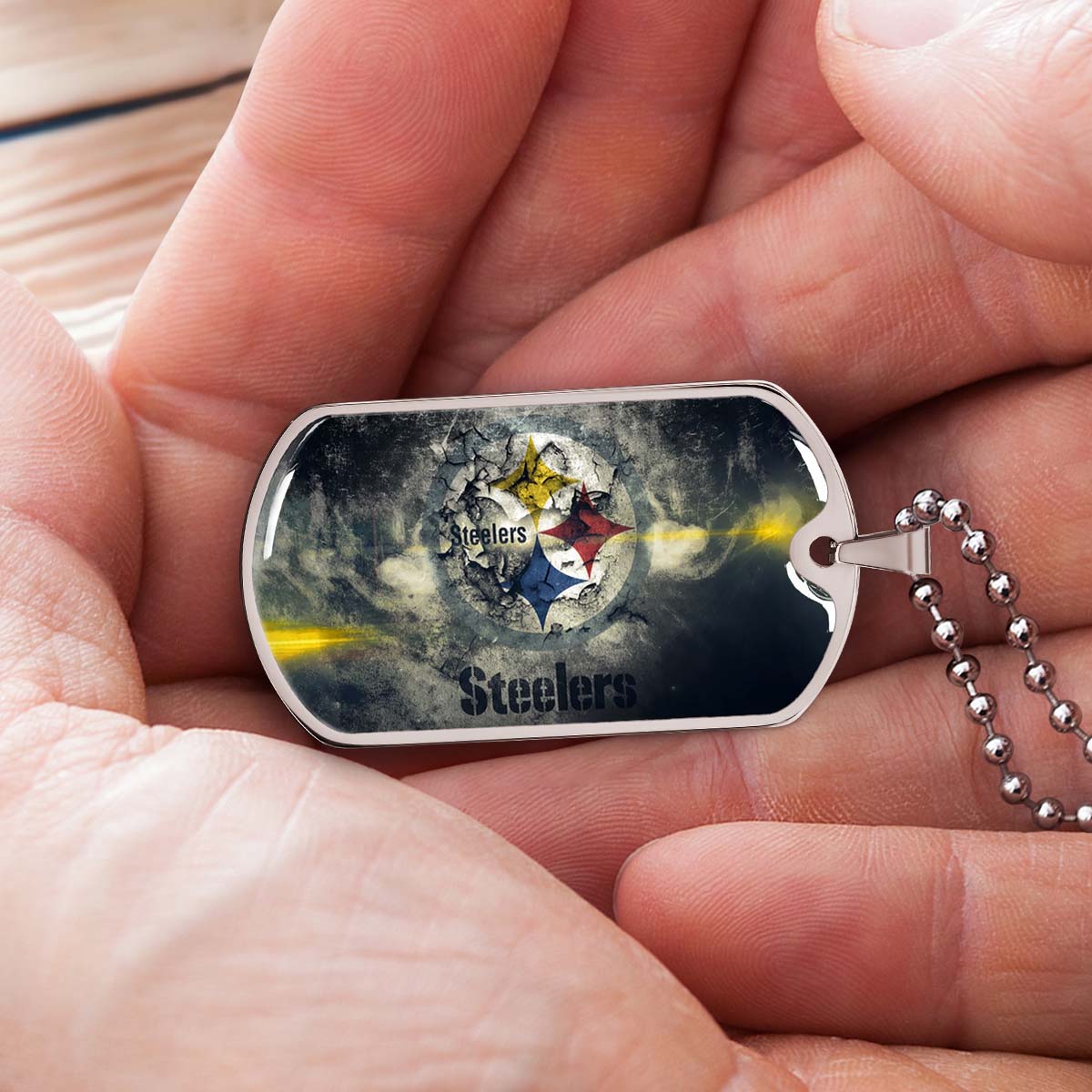 American Football - AFD076 - Pittsburgh Steelers - NFL Football Team - American Football Dog Tag - Military Ball Chain - Luxury Dog Tag
