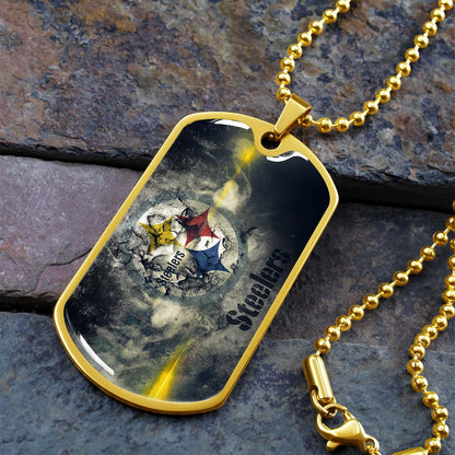 American Football - AFD076 - Pittsburgh Steelers - NFL Football Team - American Football Dog Tag - Military Ball Chain - Luxury Dog Tag