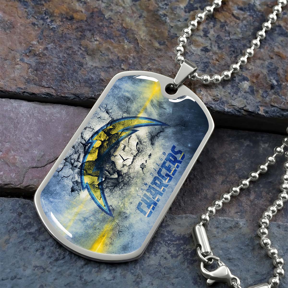 American Football - AFD077 - San Diego Chargers - NFL Football Team - American Football Dog Tag - Military Ball Chain - Luxury Dog Tag