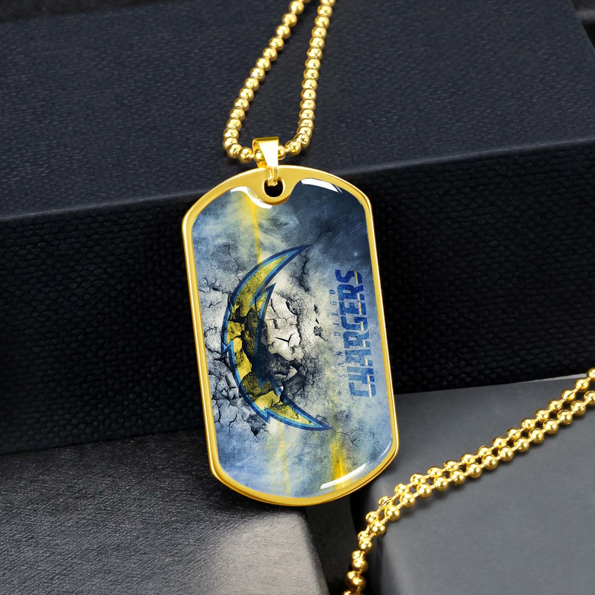 American Football - AFD077 - San Diego Chargers - NFL Football Team - American Football Dog Tag - Military Ball Chain - Luxury Dog Tag