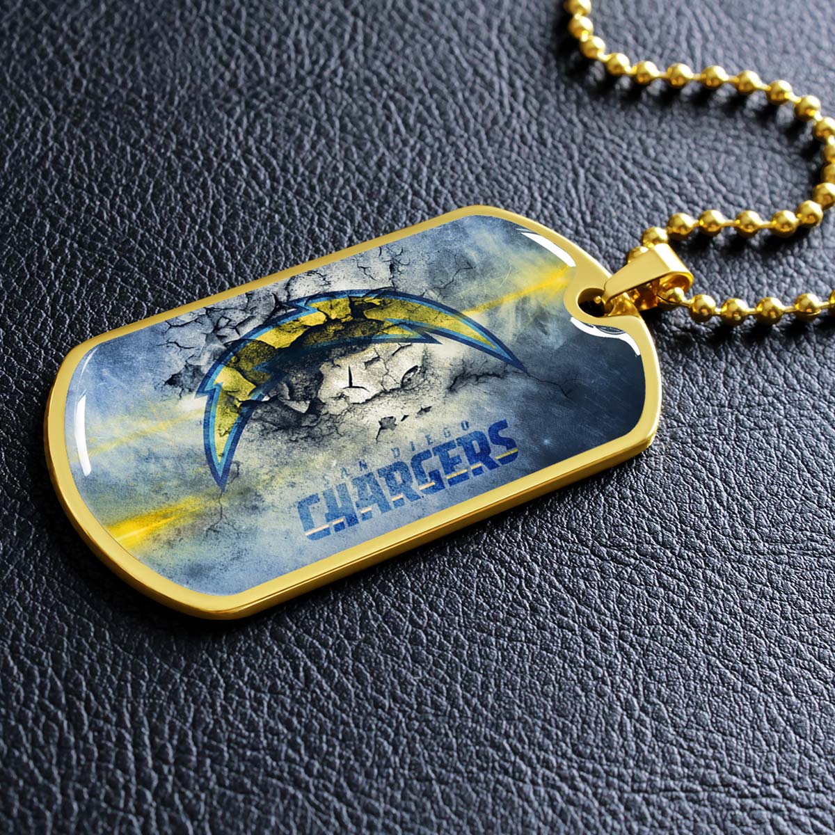 American Football - AFD077 - San Diego Chargers - NFL Football Team - American Football Dog Tag - Military Ball Chain - Luxury Dog Tag