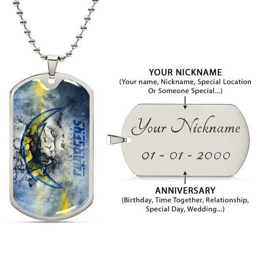American Football - AFD077 - San Diego Chargers - NFL Football Team - American Football Dog Tag - Military Ball Chain - Luxury Dog Tag