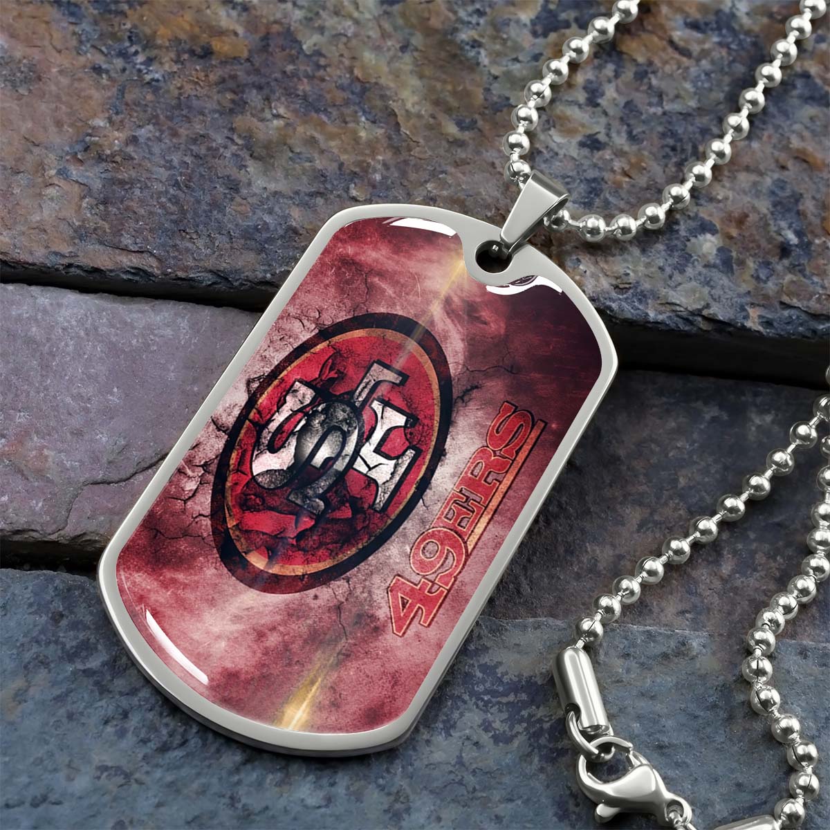 American Football - AFD078 - San Francisco 49ers - NFL Football Team - American Football Dog Tag - Military Ball Chain - Luxury Dog Tag