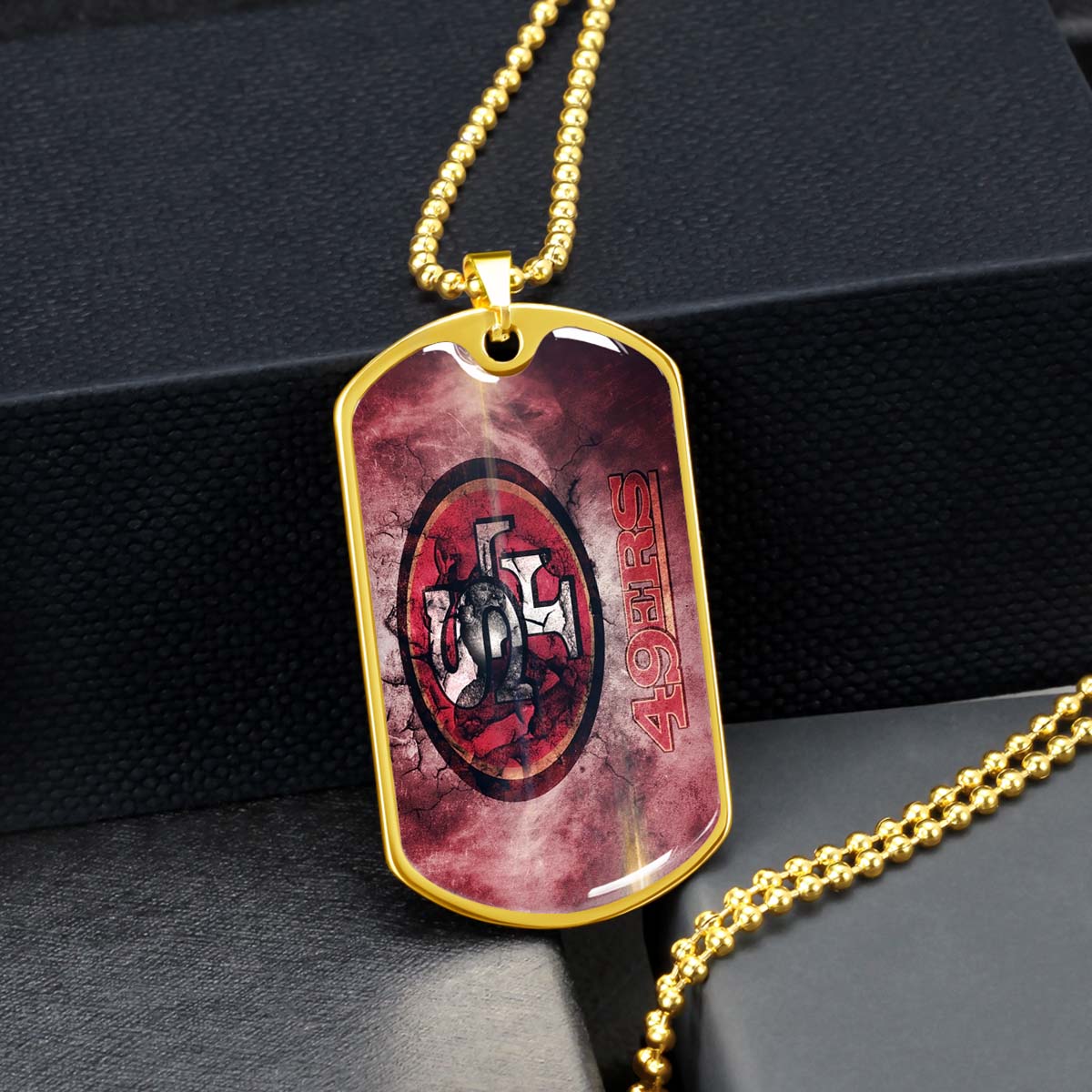 American Football - AFD078 - San Francisco 49ers - NFL Football Team - American Football Dog Tag - Military Ball Chain - Luxury Dog Tag