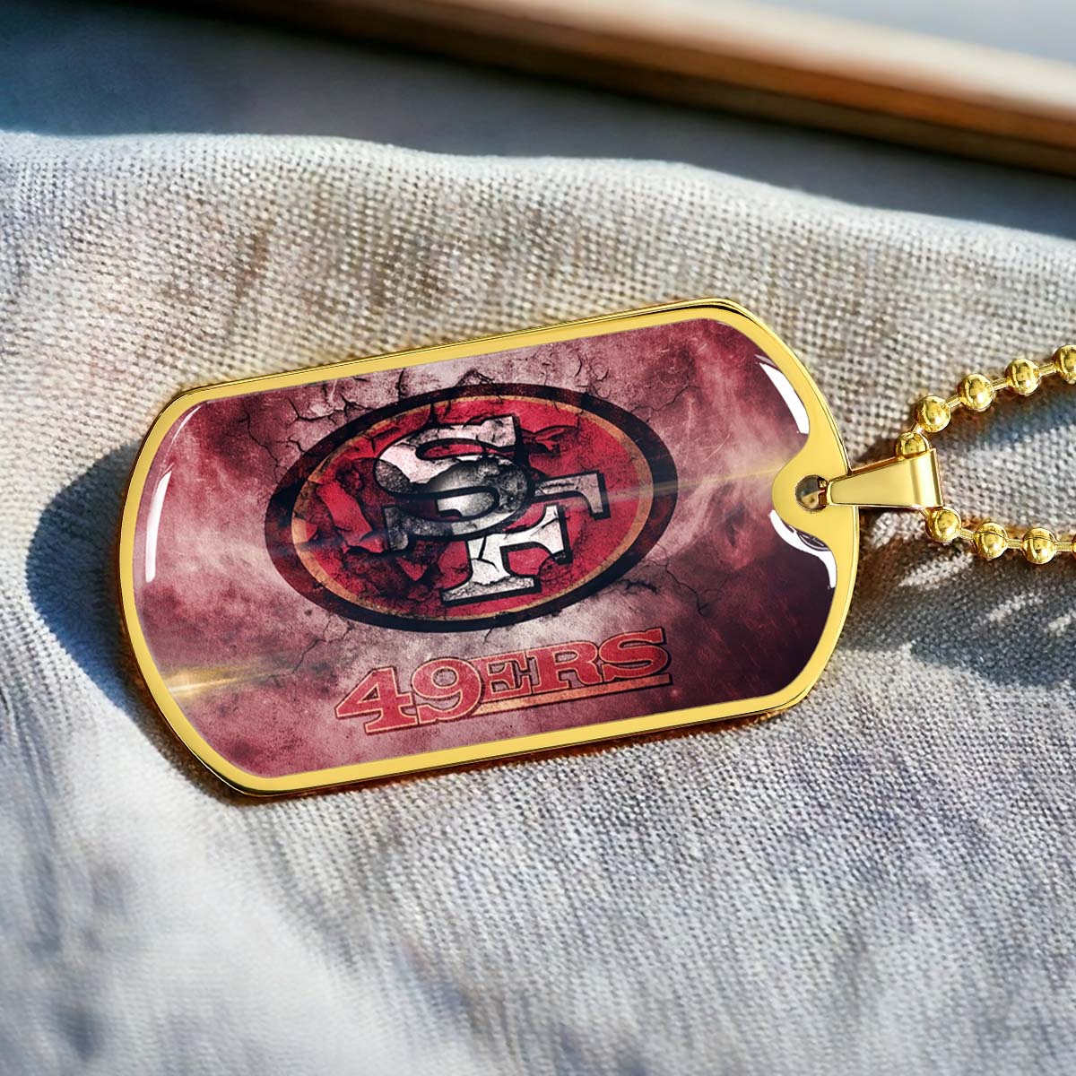American Football - AFD078 - San Francisco 49ers - NFL Football Team - American Football Dog Tag - Military Ball Chain - Luxury Dog Tag