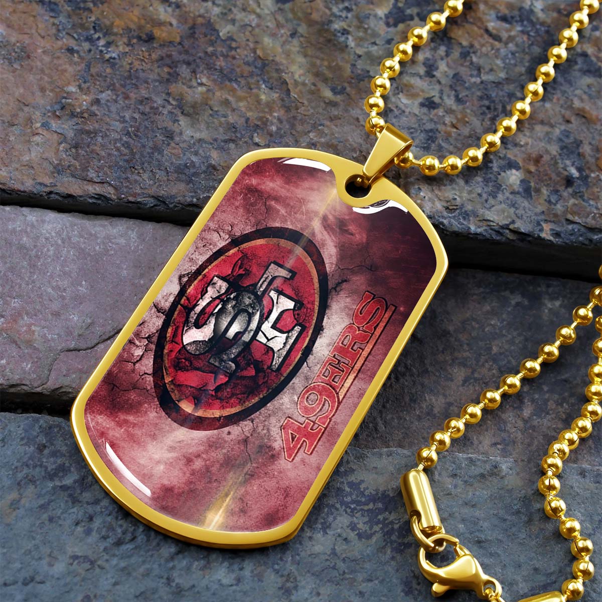 American Football - AFD078 - San Francisco 49ers - NFL Football Team - American Football Dog Tag - Military Ball Chain - Luxury Dog Tag