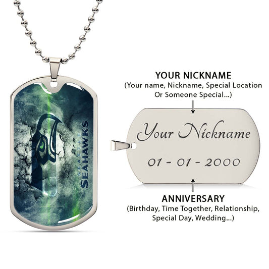 American Football - AFD079 - Seattle Seahawks - NFL Football Team - American Football Dog Tag - Military Ball Chain - Luxury Dog Tag
