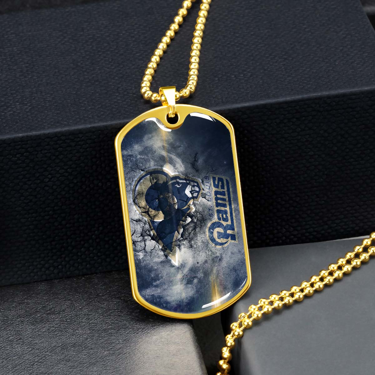 American Football - AFD080 - St.Louis Rams - NFL Football Team - American Football Dog Tag - Military Ball Chain - Luxury Dog Tag