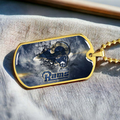 American Football - AFD080 - St.Louis Rams - NFL Football Team - American Football Dog Tag - Military Ball Chain - Luxury Dog Tag