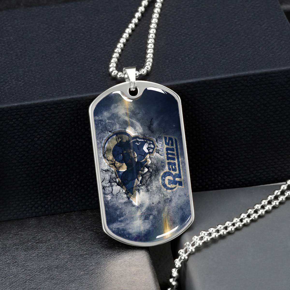 American Football - AFD080 - St.Louis Rams - NFL Football Team - American Football Dog Tag - Military Ball Chain - Luxury Dog Tag