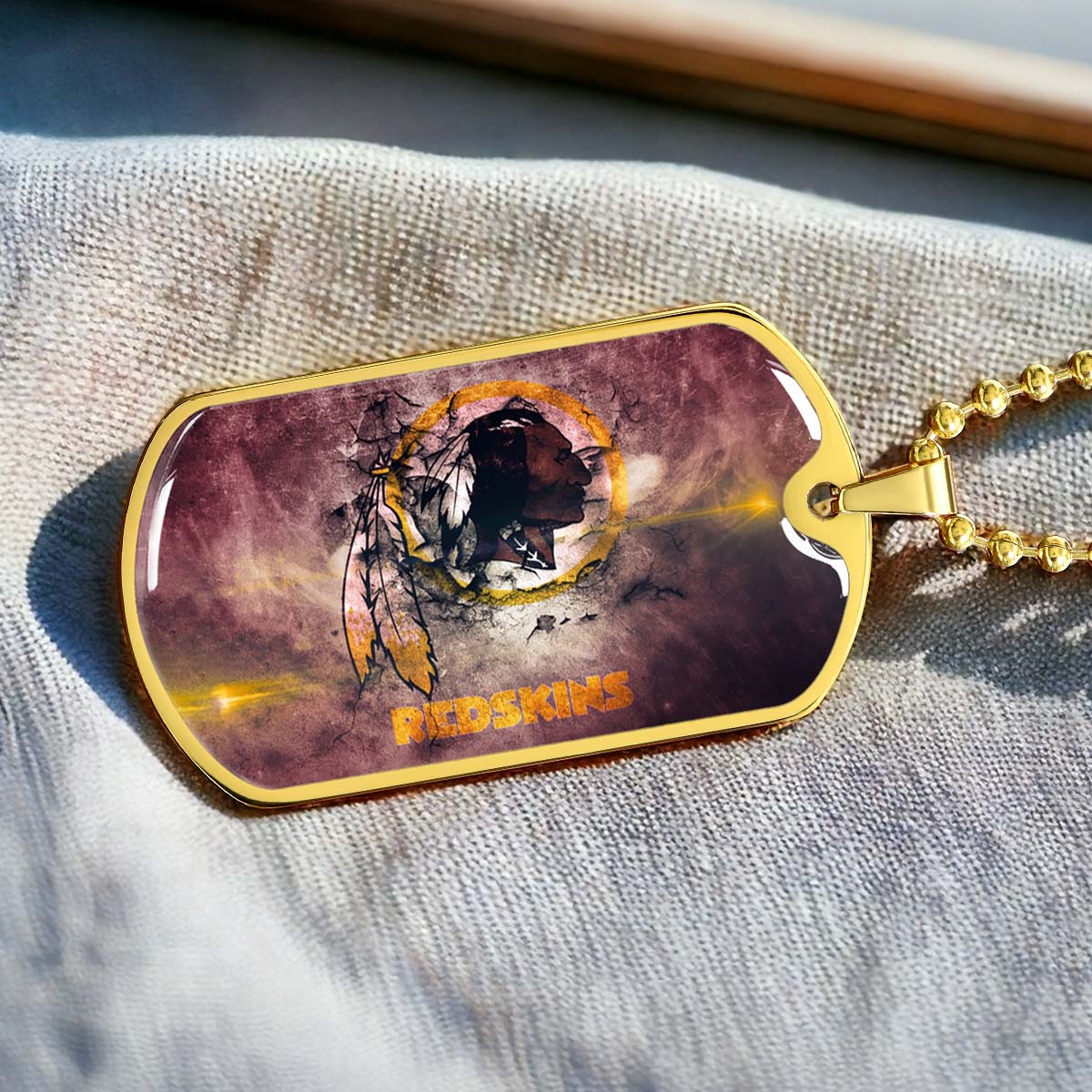 American Football - AFD083 - Washington Redskins - NFL Football Team - American Football Dog Tag - Military Ball Chain - Luxury Dog Tag