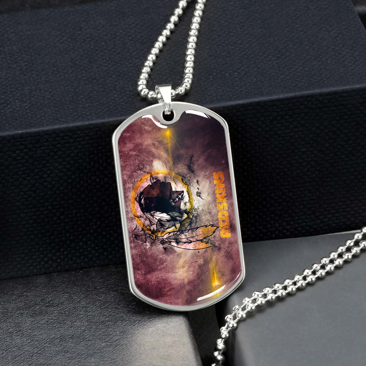American Football - AFD083 - Washington Redskins - NFL Football Team - American Football Dog Tag - Military Ball Chain - Luxury Dog Tag
