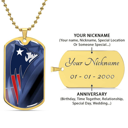 American Football - AFD087 - New England Patriots The Spirit Of Champions In Sports - NFL Football Team - American Football Dog Tag - Military Ball Chain - Luxury Dog Tag