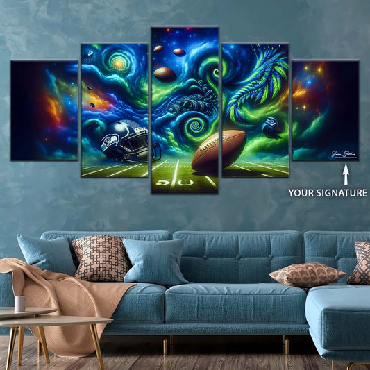 American Football Wall Art - AF5219 - Seattle Seahawks - Cosmic Touchdown - NFL Football Team - American Football Poster - American Football Canvas