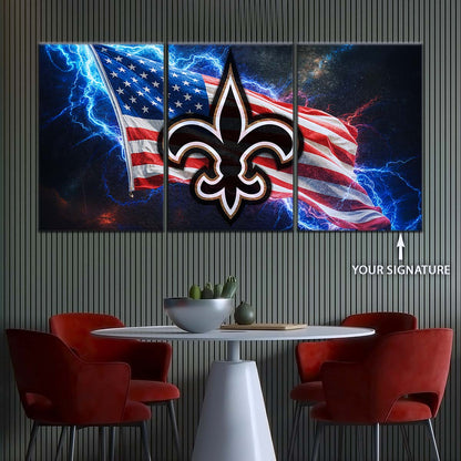 American Football Wall Art - AF5226 - New Orleans Saints - American Flag - NFL Football Team - American Football Poster - American Football Canvas