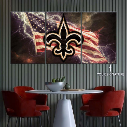American Football Wall Art - AF5227 - New Orleans Saints - American Flag - NFL Football Team - American Football Poster - American Football Canvas