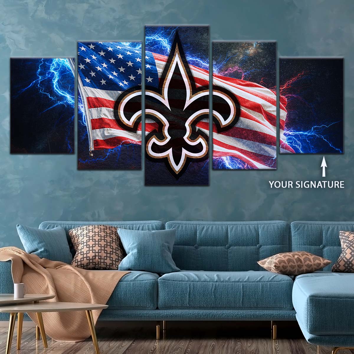 American Football Wall Art - AF5226 - New Orleans Saints - American Flag - NFL Football Team - American Football Poster - American Football Canvas