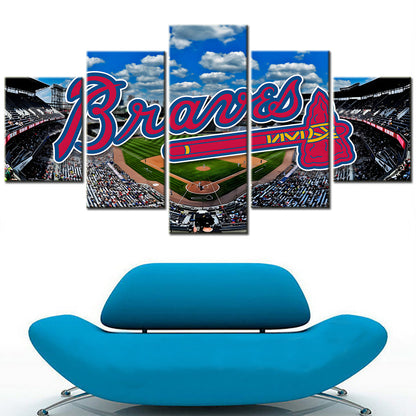 Baseball - 5 Pieces Wall Art - BB5007 - Atlanta Braves Baseball Stadium - Baseball Poster - Baseball Canvas
