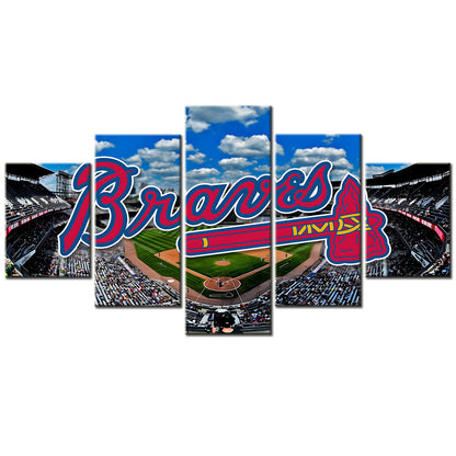 Baseball - 5 Pieces Wall Art - BB5007 - Atlanta Braves Baseball Stadium - Baseball Poster - Baseball Canvas