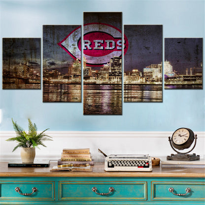 Baseball - 5 Pieces Wall Art - BB5002 - Cincinnati Reds - American Professional Baseball Team Based In Cincinnati - Baseball Poster - Baseball Canvas
