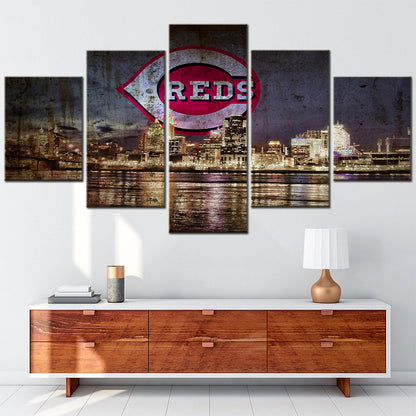 Baseball - 5 Pieces Wall Art - BB5002 - Cincinnati Reds - American Professional Baseball Team Based In Cincinnati - Baseball Poster - Baseball Canvas