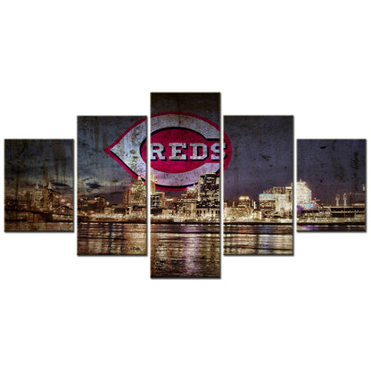 Baseball - 5 Pieces Wall Art - BB5002 - Cincinnati Reds - American Professional Baseball Team Based In Cincinnati - Baseball Poster - Baseball Canvas