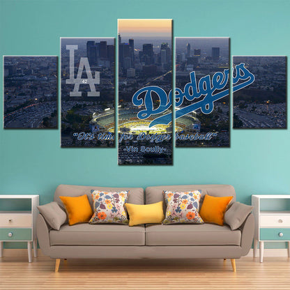 Baseball - 5 Pieces Wall Art - BB5003 - Los Angeles Dodgers - It's Time For Dodger Baseball - Baseball Poster - Baseball Canvas