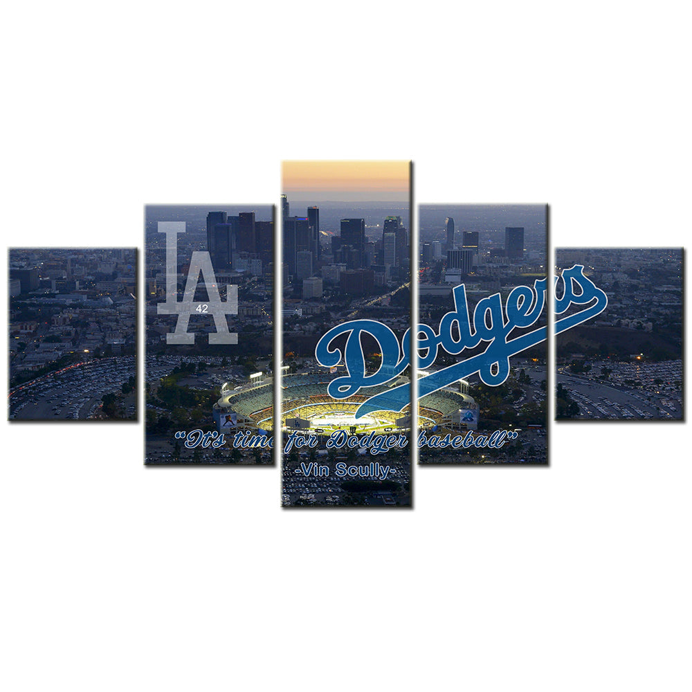 Baseball - 5 Pieces Wall Art - BB5003 - Los Angeles Dodgers - It's Time For Dodger Baseball - Baseball Poster - Baseball Canvas