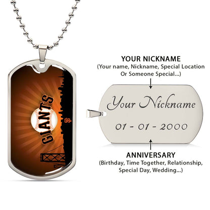 Baseball - BBD001 - San Francisco Giants Sports - Baseball Dog Tag - Military Ball Chain - Luxury Dog Tag