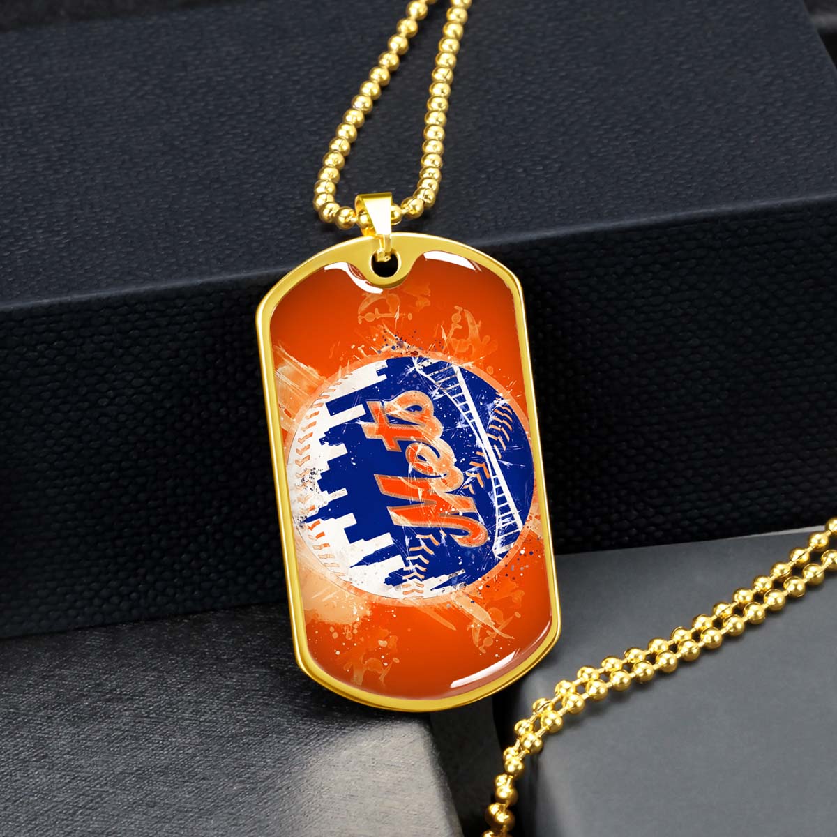 Baseball - BBD005 - New York Mets - MLB Pride in Every Stitch - Baseball Dog Tag - Military Ball Chain - Luxury Dog Tag