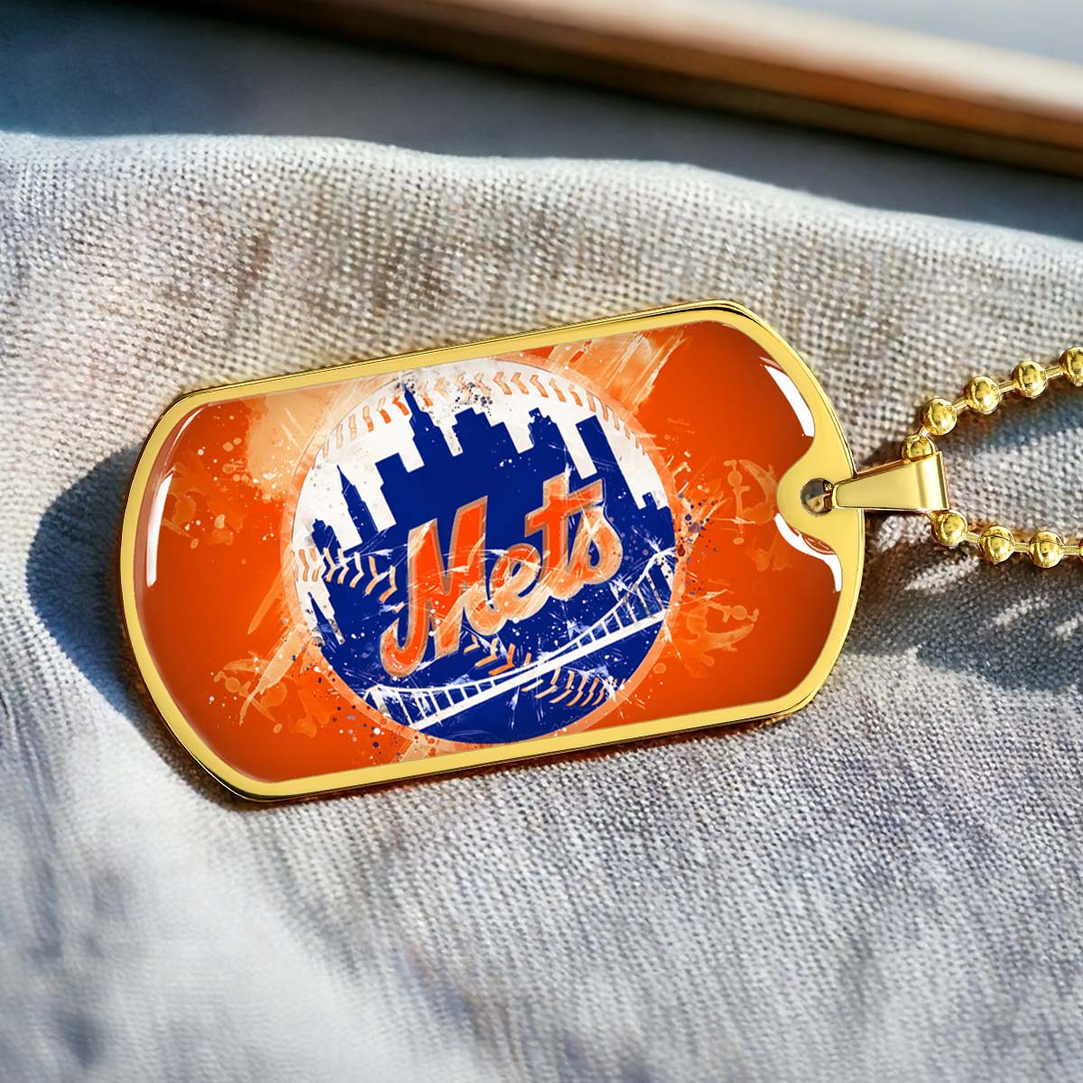 Baseball - BBD005 - New York Mets - MLB Pride in Every Stitch - Baseball Dog Tag - Military Ball Chain - Luxury Dog Tag