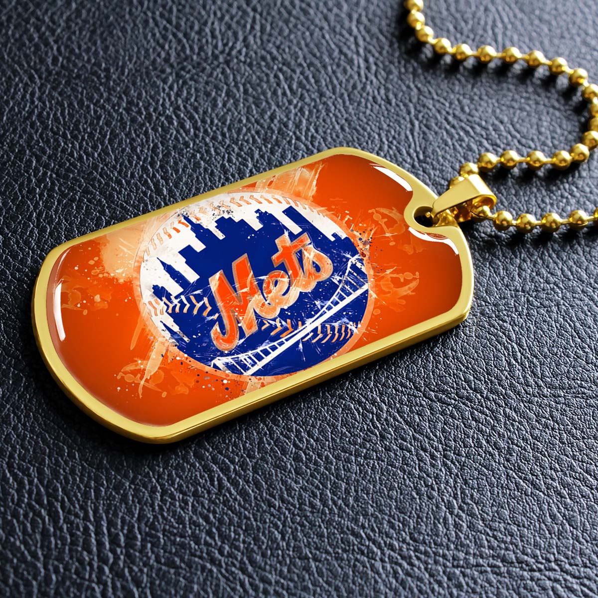 Baseball - BBD005 - New York Mets - MLB Pride in Every Stitch - Baseball Dog Tag - Military Ball Chain - Luxury Dog Tag