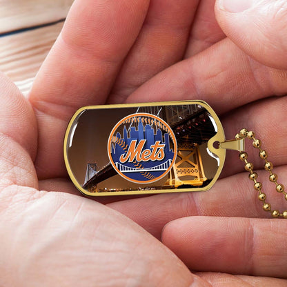Baseball - BBD008 - New York Mets - Baseball Dog Tag - Military Ball Chain - Luxury Dog Tag