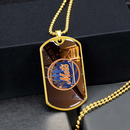 Baseball - BBD008 - New York Mets - Baseball Dog Tag - Military Ball Chain - Luxury Dog Tag