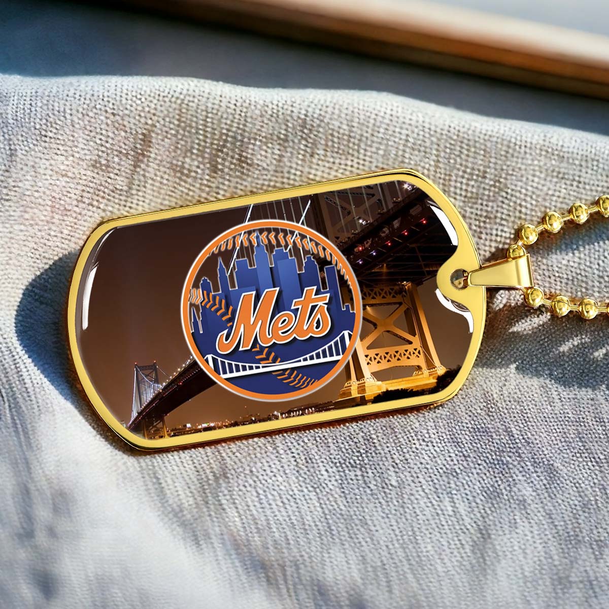 Baseball - BBD008 - New York Mets - Baseball Dog Tag - Military Ball Chain - Luxury Dog Tag