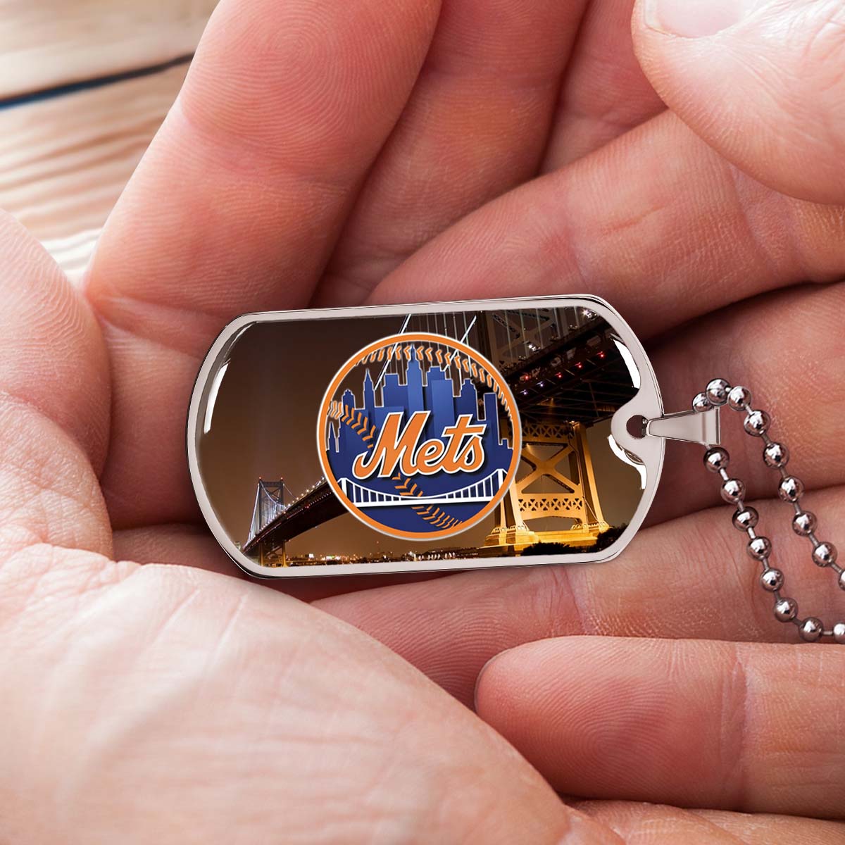 Baseball - BBD008 - New York Mets - Baseball Dog Tag - Military Ball Chain - Luxury Dog Tag
