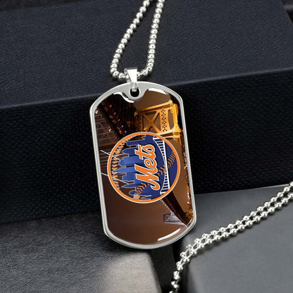 Baseball - BBD008 - New York Mets - Baseball Dog Tag - Military Ball Chain - Luxury Dog Tag