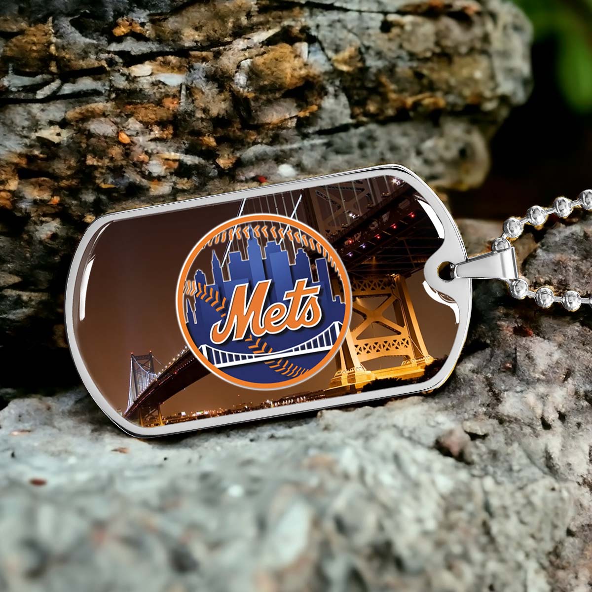 Baseball - BBD008 - New York Mets - Baseball Dog Tag - Military Ball Chain - Luxury Dog Tag
