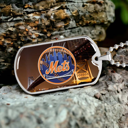 Baseball - BBD008 - New York Mets - Baseball Dog Tag - Military Ball Chain - Luxury Dog Tag